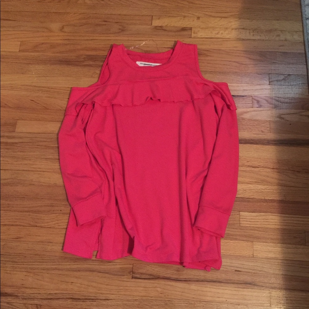 Cold shoulder ruffle sweater